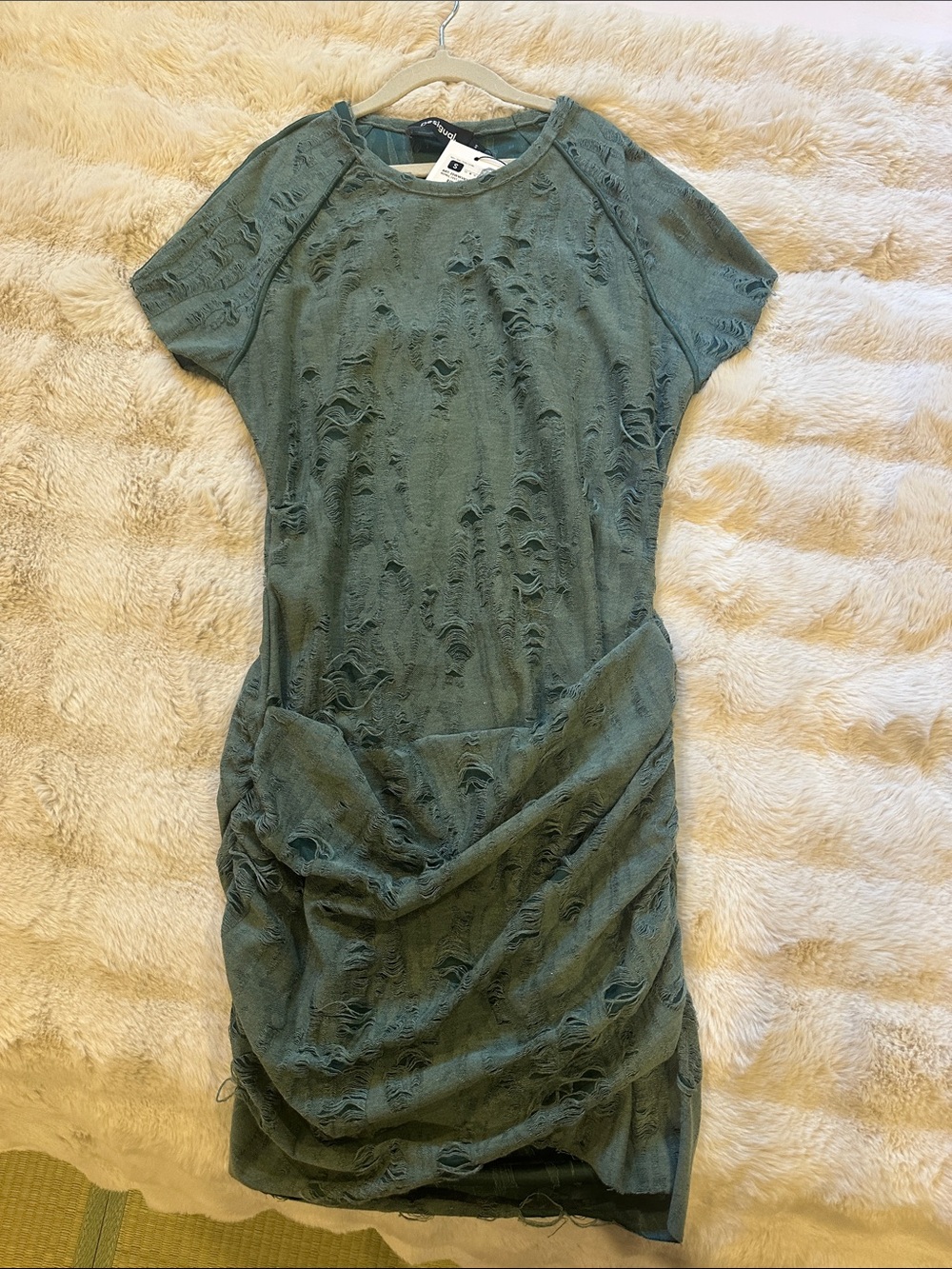 Desigual NWT - Distressed Olive Green Short Sleeve Dress